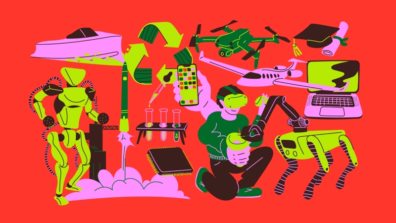 Illustrasjon som viser teknisk industri. 