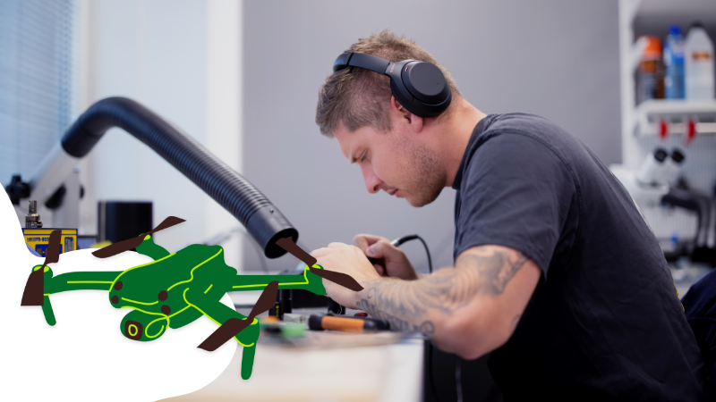 Man working on computerboard