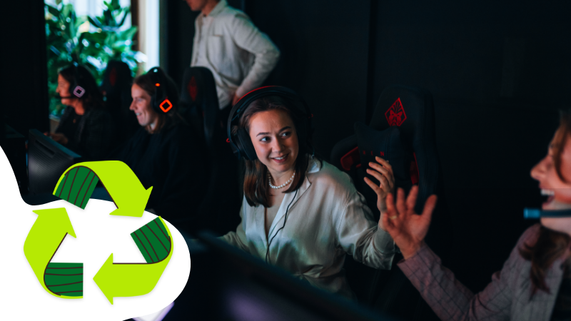 Woman is doing esport with other people