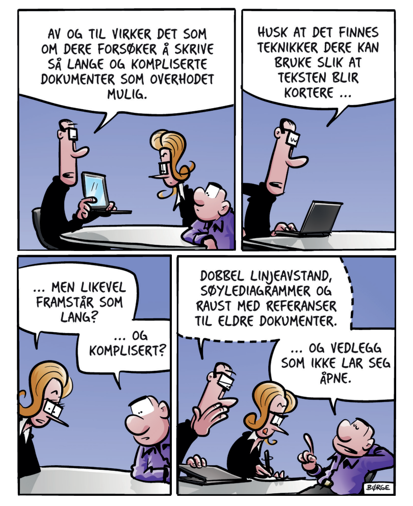 Nico snakker med Vanessa og Kjell om at de skriver lange og kompliserte tekster.