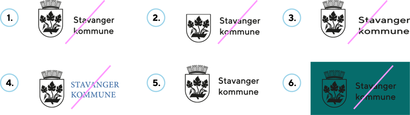 Eksempler på feil bruk av kommunevåpen. 