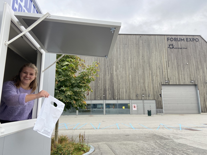 Nå kan du hente hurtigtest i denne boden ved Forum Expo. 