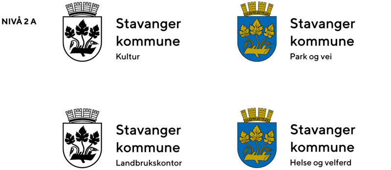 Logoeksempler med fagavdeling/virksomhetsnavn under "Stavanger kommune"