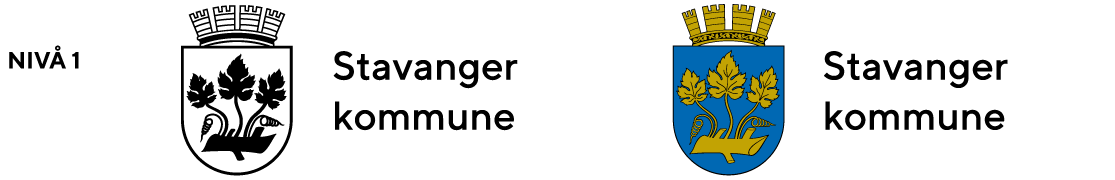 Sort og farget logo på nivå 1