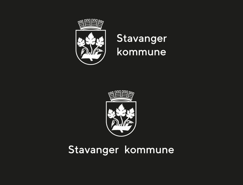 Hvit logo på sort bakgrunn