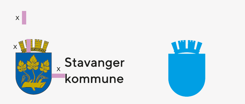 Blå silhuett viser utstansing av kommunevåpen.