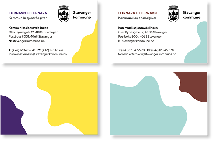 Visittkort ulike farger