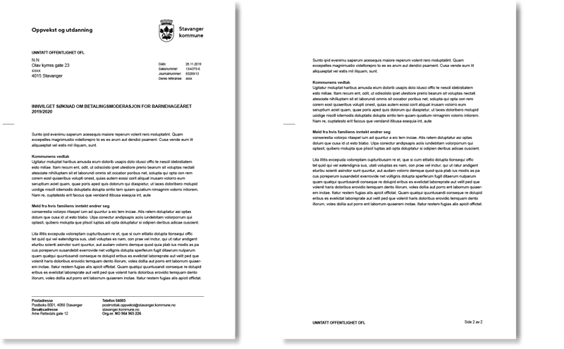 Eksempel på brevark med kommunevåpen