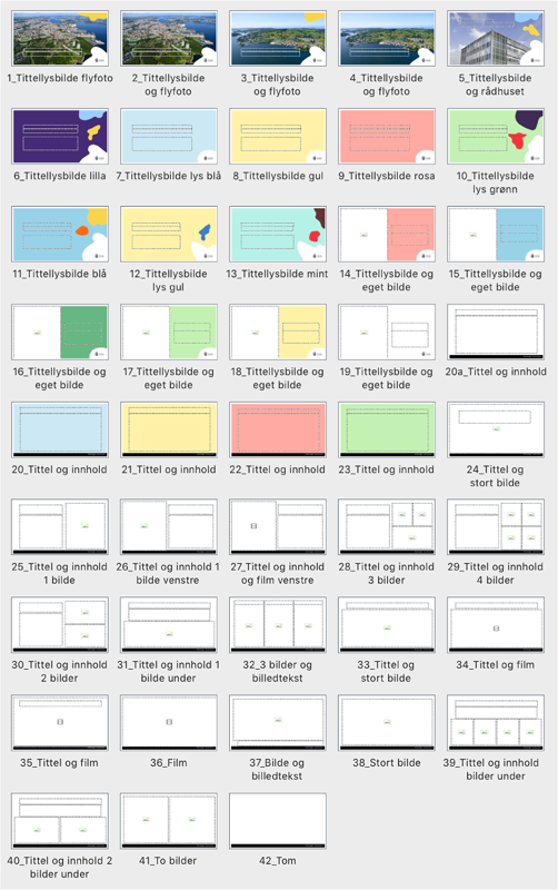 Powerpoint mal - oversikt over alle malsider