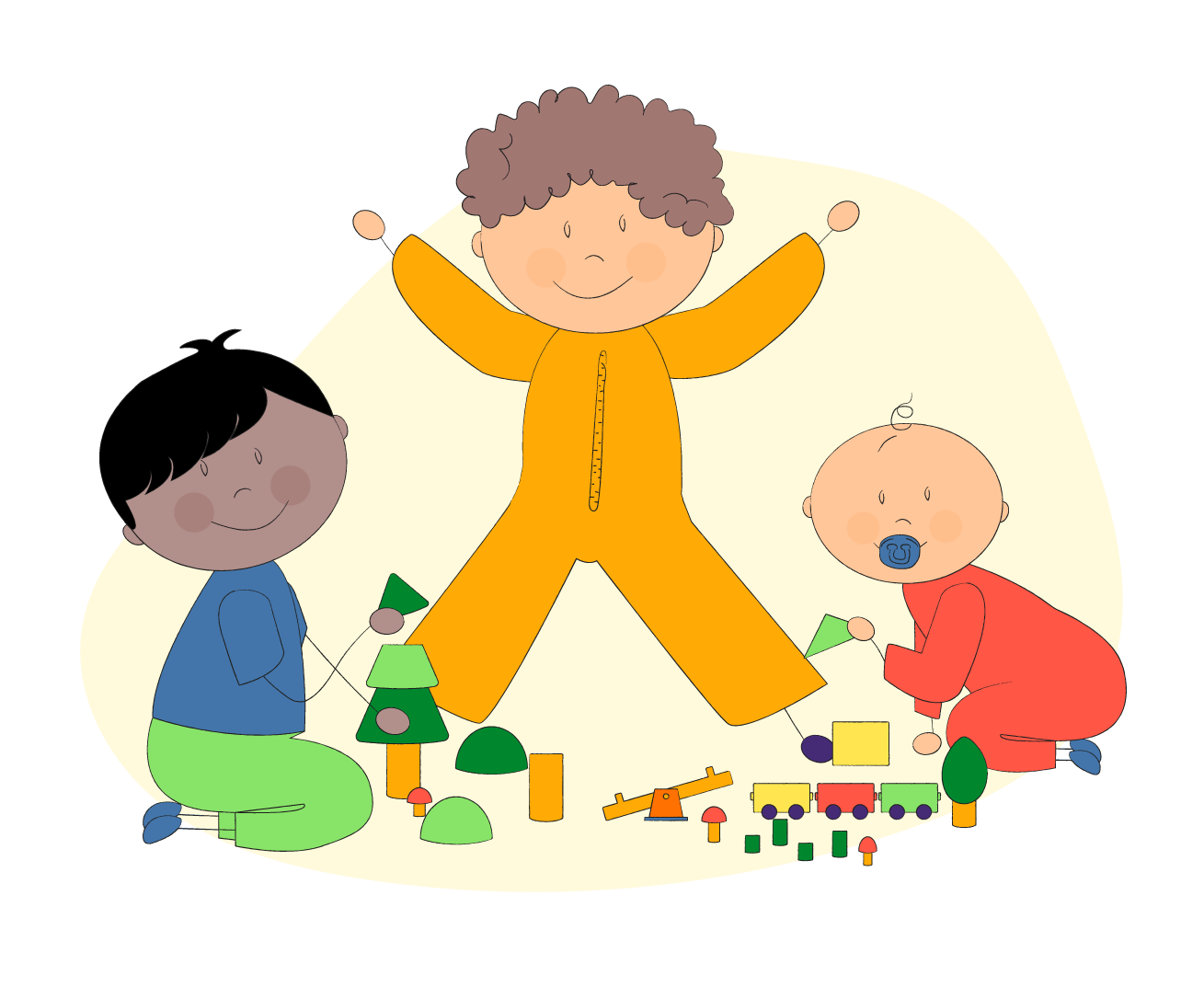 Tegning av barn i barnehage