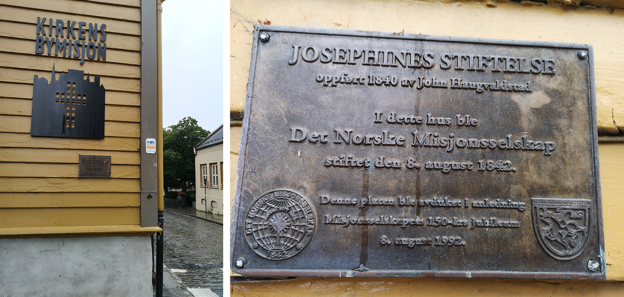 Skilt og plakett på Josephinestiftelsen