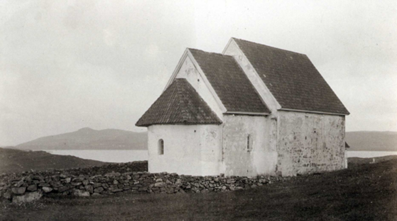 Svart-kvittbilete av Talgje kyrkje.