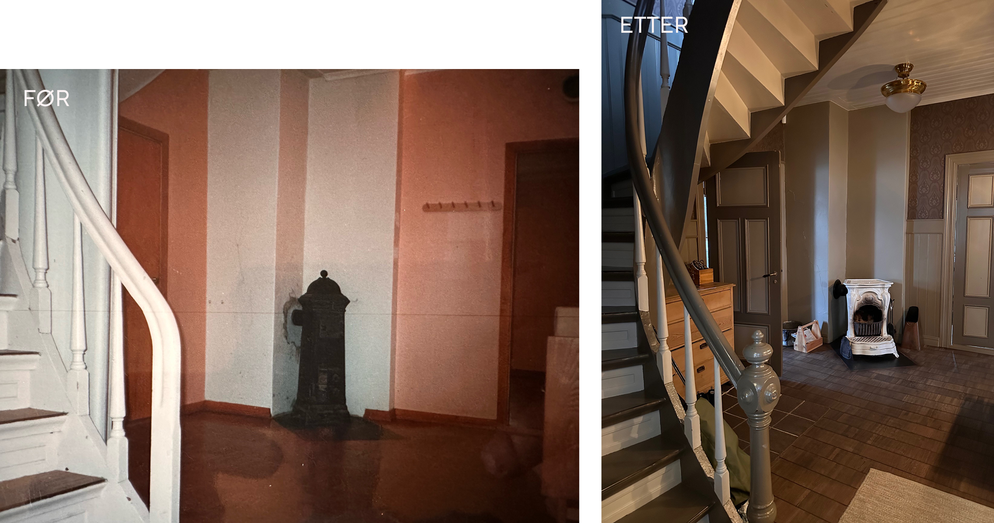 Gangen i Prinsens gate, før og etter.