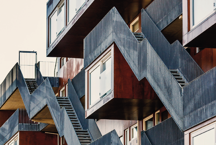 Materialdetaljer fra boligbygg i østre bydel.