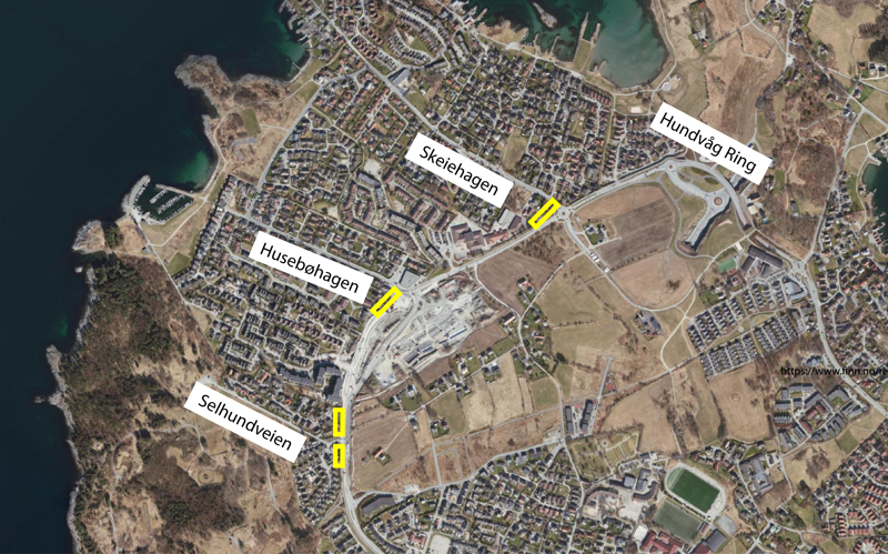 Bildet viser hvor støyskjermene kommer