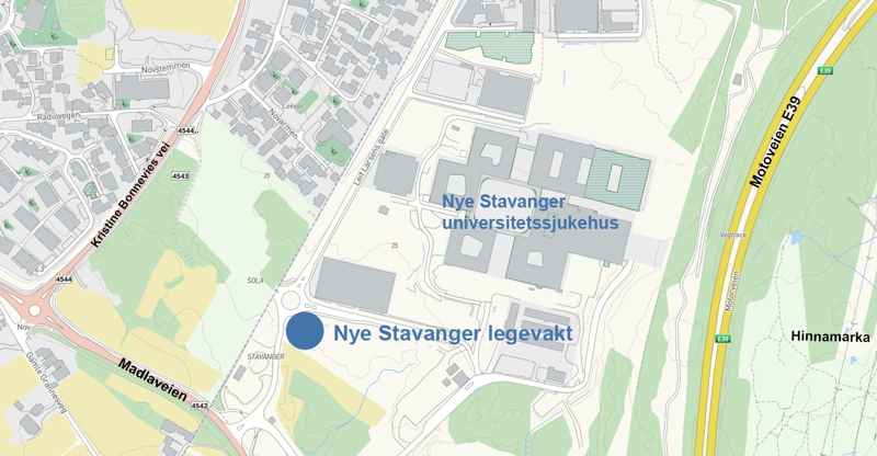 Kart som viser legevakt-tomten