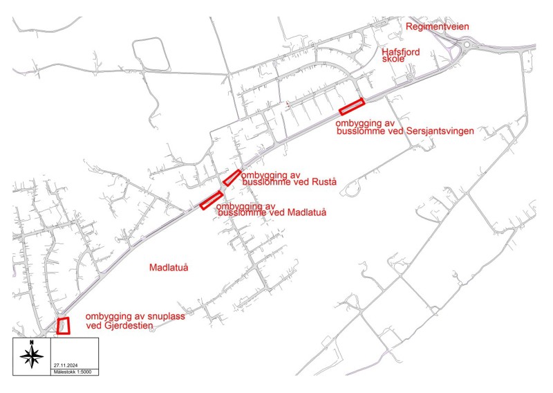 Viser skisse over busslommer som skal ombygges 