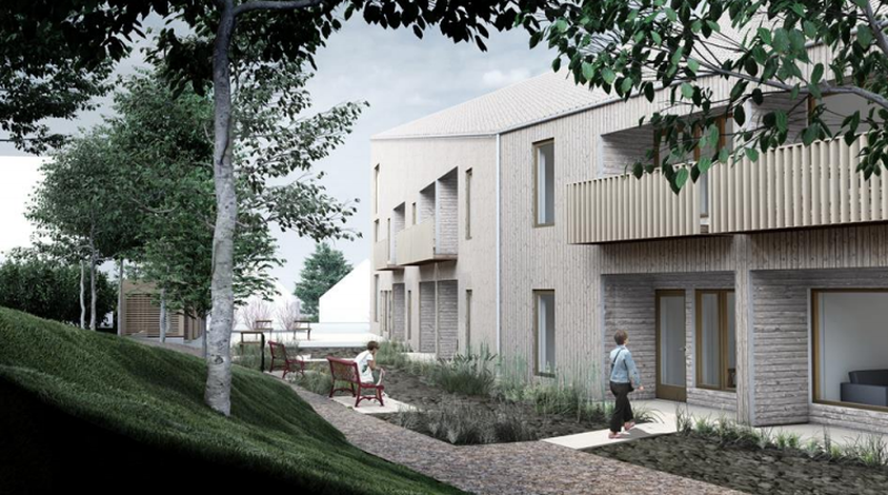 Tegning av kommende omsorgsboliger ved Solborg