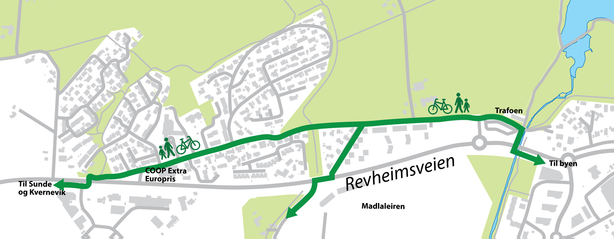 Kart over omvei om Ragbakken