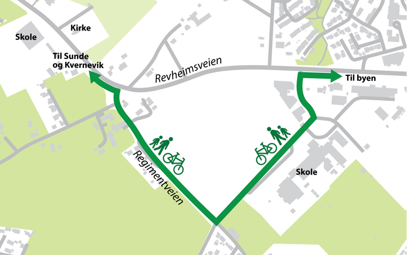 Kart over omvei om Regimentveien