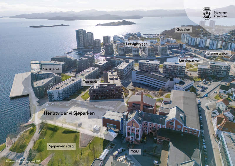 Dronebilde av Lervig og Tou