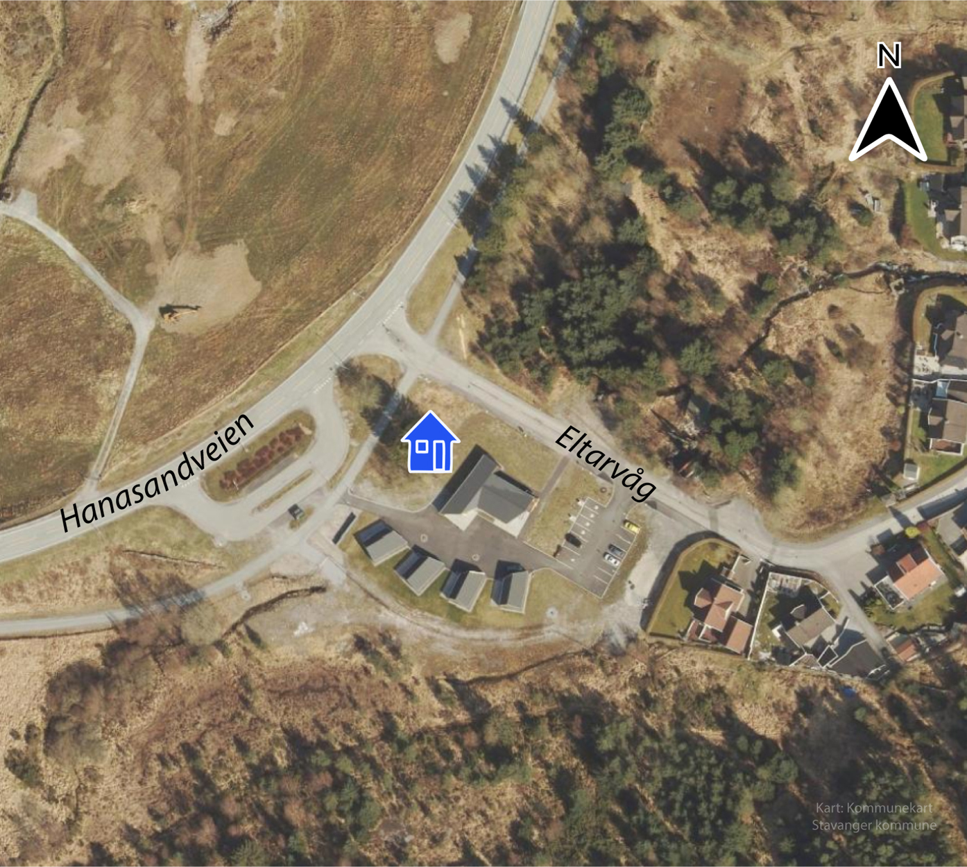 Kart som viser tomten på Eltarvåg.