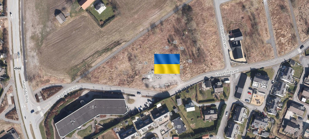 Kart som viser hvor boligene etableres.