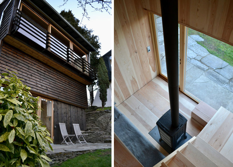 To bilder av annekset: Utvendig, og trapp innvendig. 