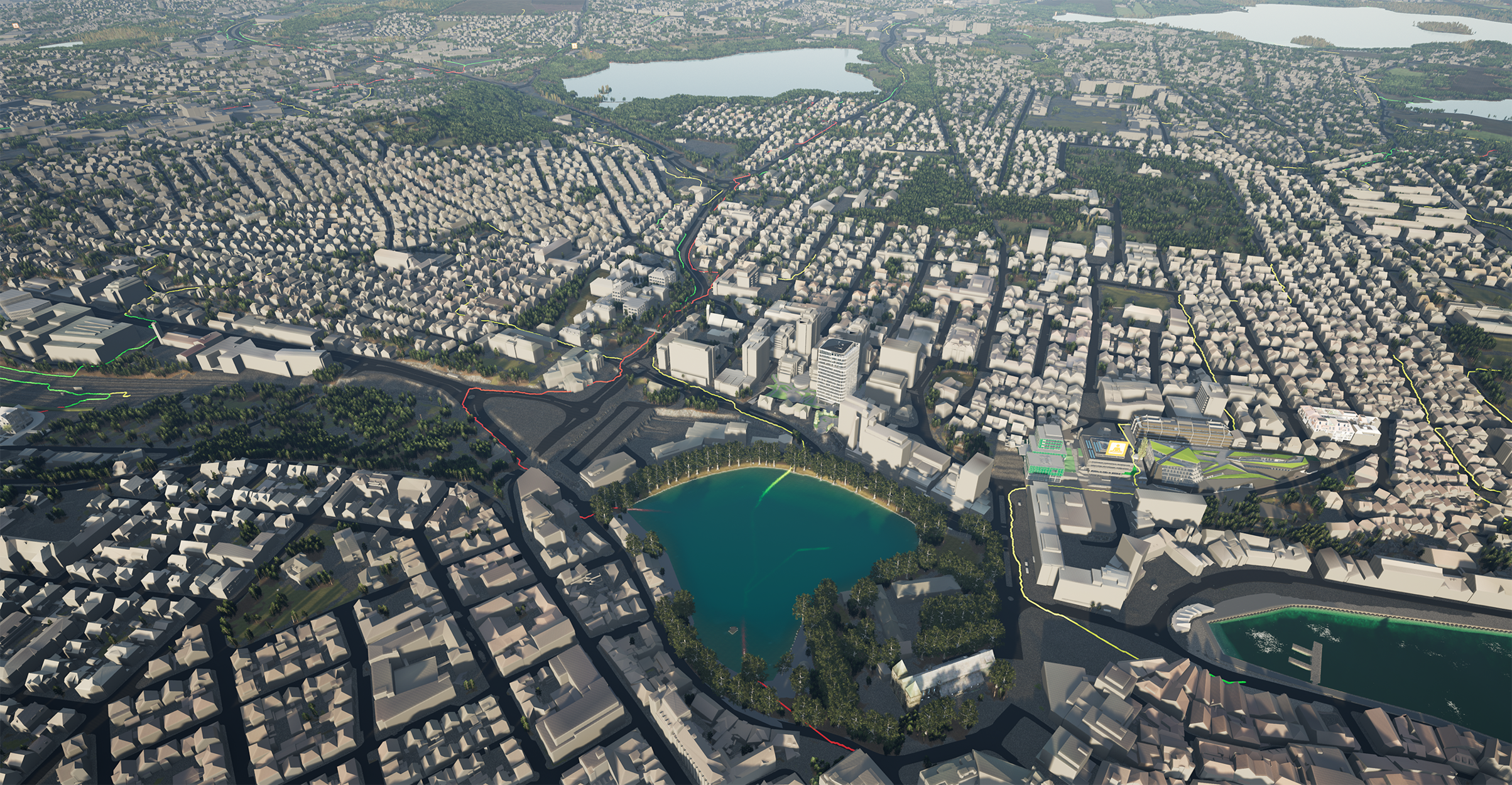 Avrenningslinjer i bymodellen