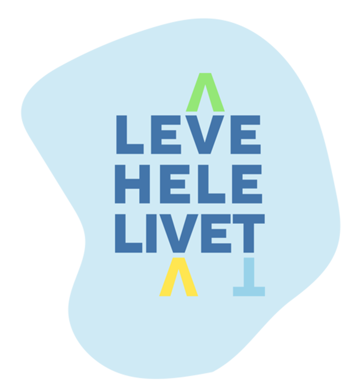 Vignett/logo med teksten "Leve hele livet"