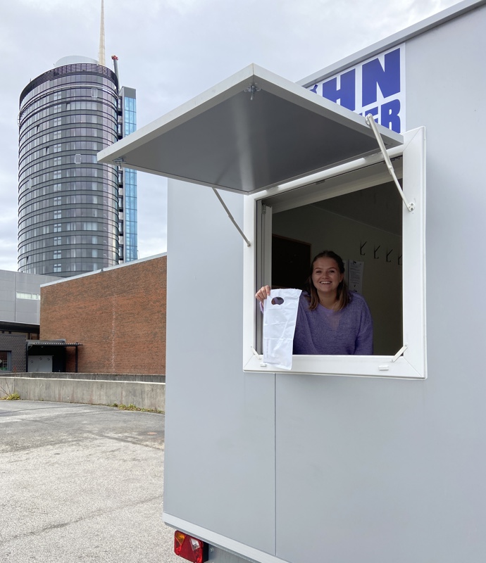 Du kan hente testutstyr i denne boden ved Forum Expo