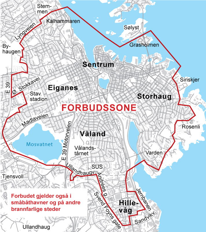 Kart som viser sone med fyrverkeriforbud