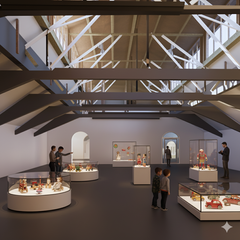 Bilde av øverste etasje i museumsbygningen.  Illustrasjon: Lundhagem Arkitekter, DRDH, Jonas Thor