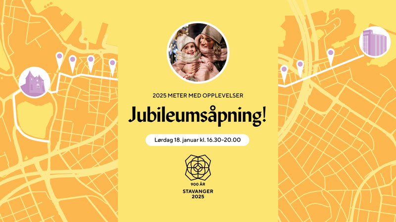 Banner for jubileumsåpning, midtstilt.