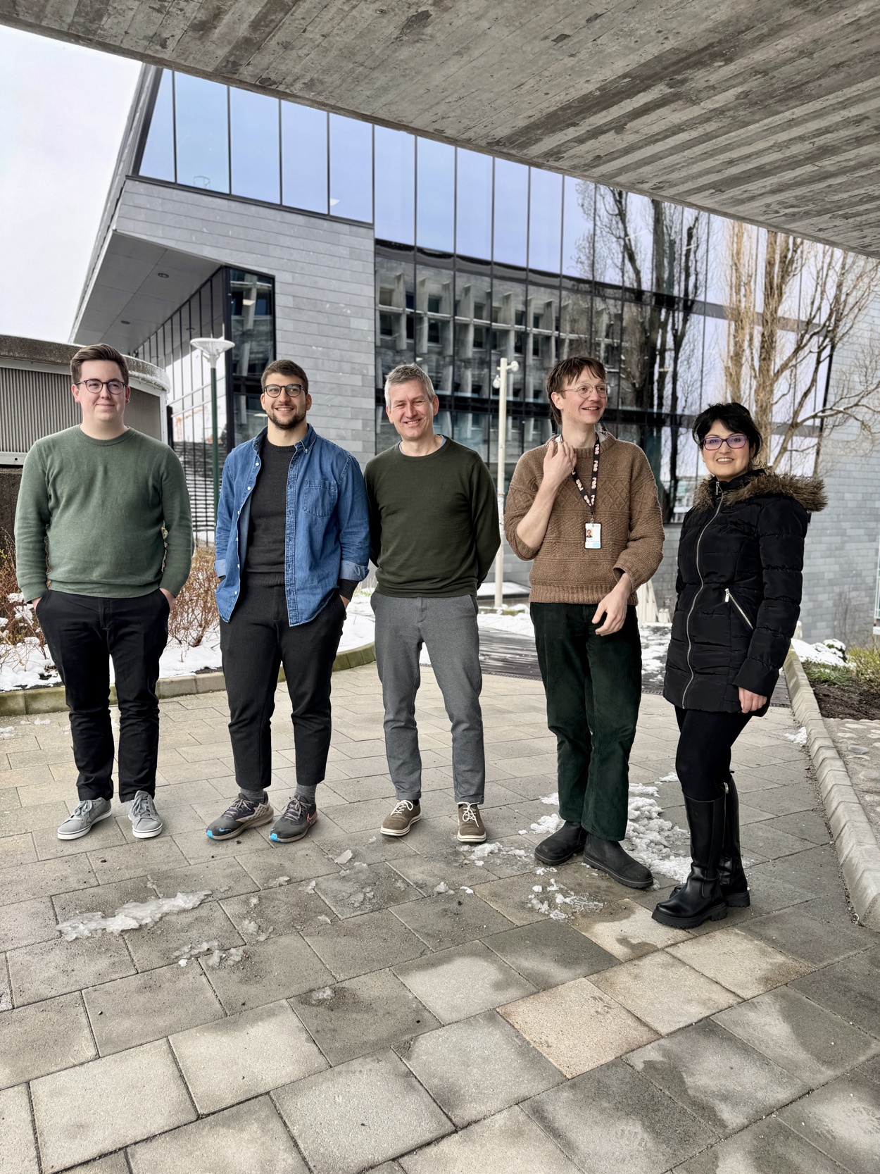 Preben Idsø masterstudent UiS, Igor Miorov masterstudent VID, Anders Vassenden veileder UiS, Stian Kristensen rådgiver Stavanger 2025 og Bita Nakhaei masterstudent VID.