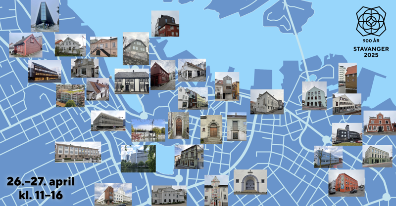 Kart som viser prikker der alle de åpne husene er 