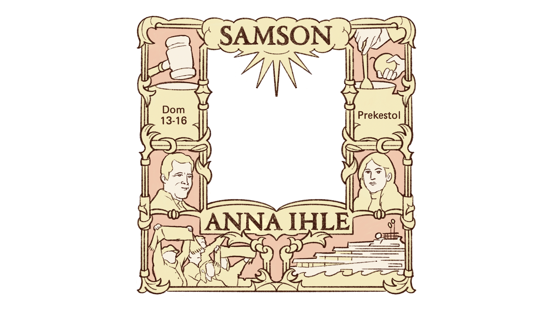 Samson-kunstverket av Anna Ihle tar form både som en samtale- og skulpturserie. Plakaten til verket er laget av Shubham Mehra.
