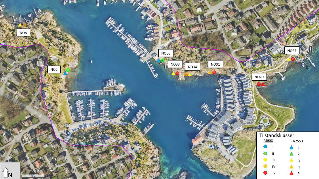 Kart over som viser forurenset tilstand i Galeivågen