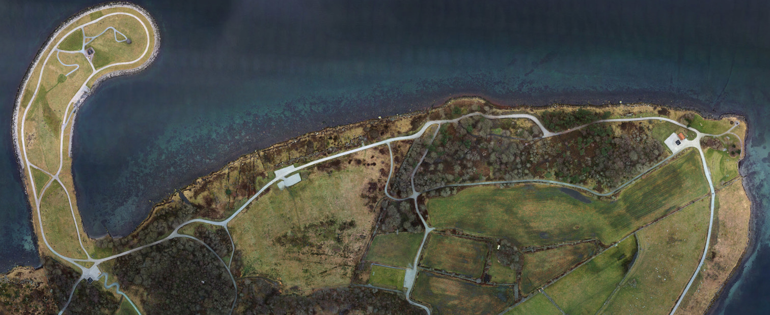 Dronebilde av friområdet.