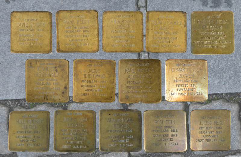 Alle snublesteinene samlet på ett bilde. 