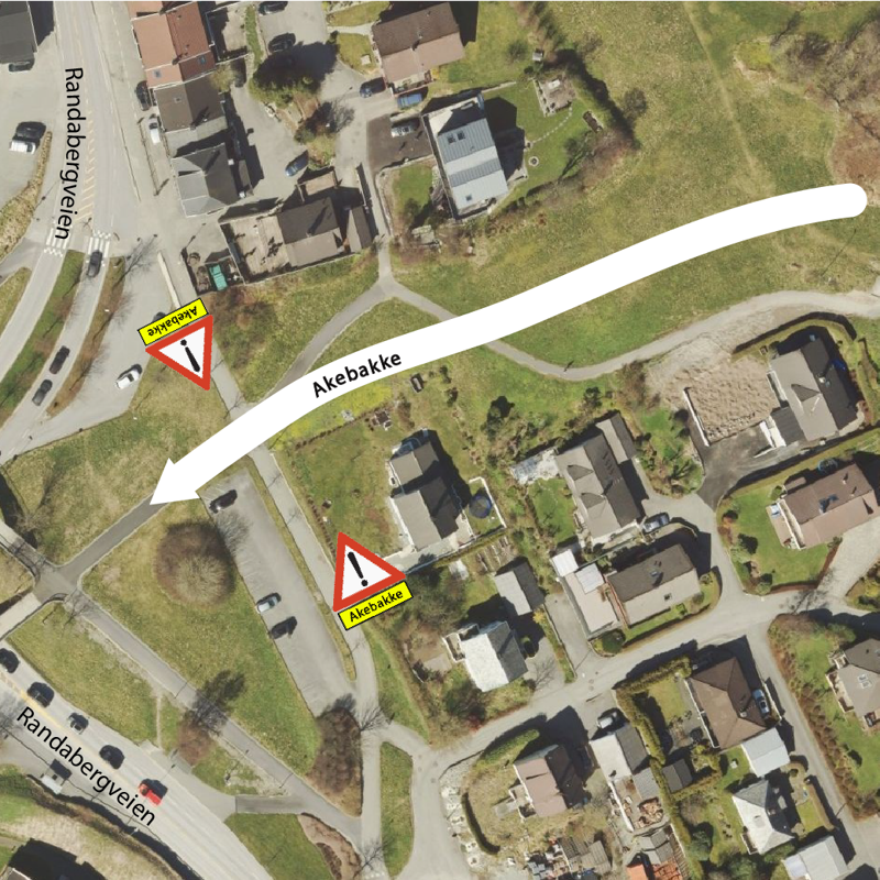 Kart over akebakken i Randabergveien