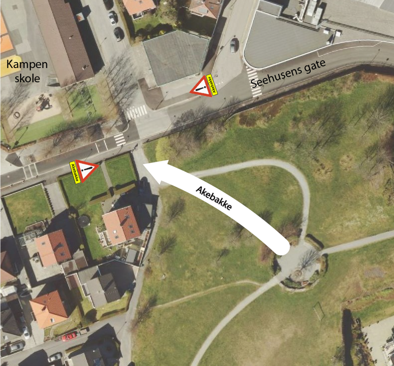 Kart over akebakken i Seehusensgate