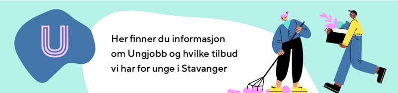 Illustrasjon av to unge personer som utfører typisk sommerjobb