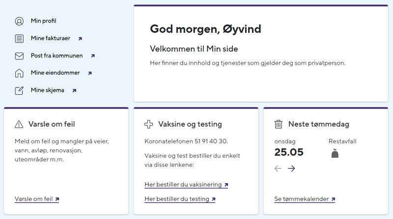 Dette er bildet som møter deg når du logger inn. 