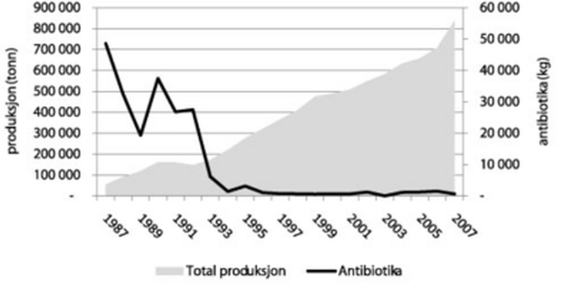 Historisk antibiotikabruk i lakseoppdrett