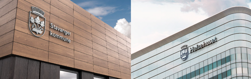 Skilt på bygg kan se slik ut.