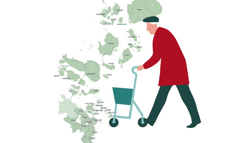 Kart over stavanger + mann med rullator