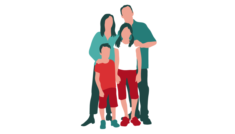 tegning av en familie