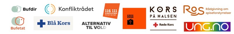 Ulike logoer som viser hjelpetilbud utenfor kommunen.