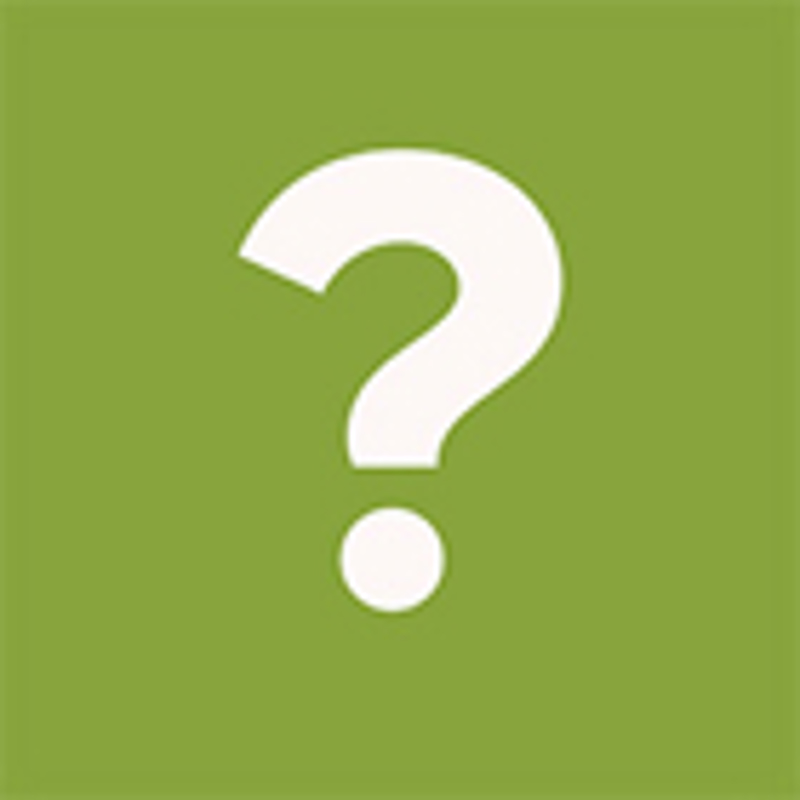 Piktogram, hvitt spørsmåltegn på grønn bakgrunn.
